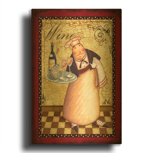 'Chef 4 Wine' By Viv Eisner Gold Metal Wall Art