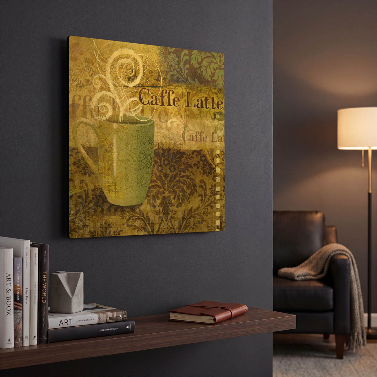 'Coffee 1 Latte' By Viv Eisner Gold Metal Wall Art
