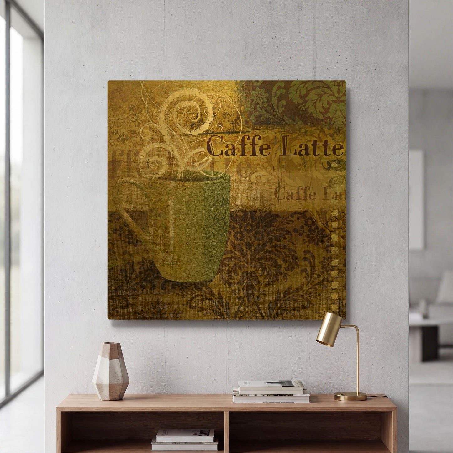'Coffee 1 Latte' By Viv Eisner Gold Metal Wall Art
