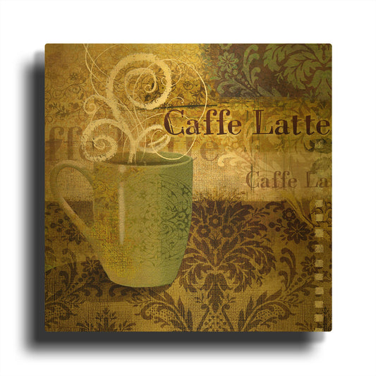 'Coffee 1 Latte' By Viv Eisner Gold Metal Wall Art