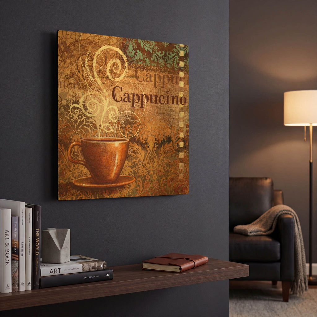 'Coffee 2 Cappuccino' By Viv Eisner Gold Metal Wall Art