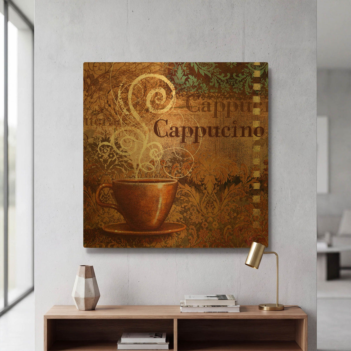 'Coffee 2 Cappuccino' By Viv Eisner Gold Metal Wall Art