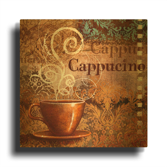 'Coffee 2 Cappuccino' By Viv Eisner Gold Metal Wall Art