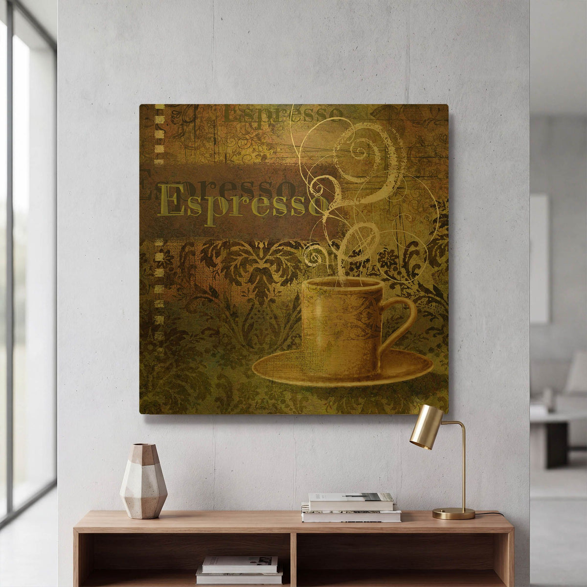 'Coffee 3 Espresso' By Viv Eisner Gold Metal Wall Art