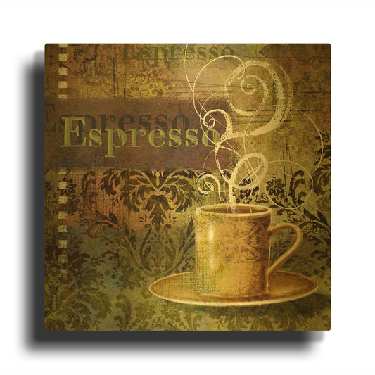 'Coffee 3 Espresso' By Viv Eisner Gold Metal Wall Art