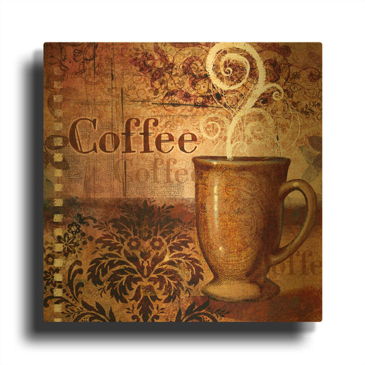 'Coffee 4 Coffee' By Viv Eisner Gold Metal Wall Art