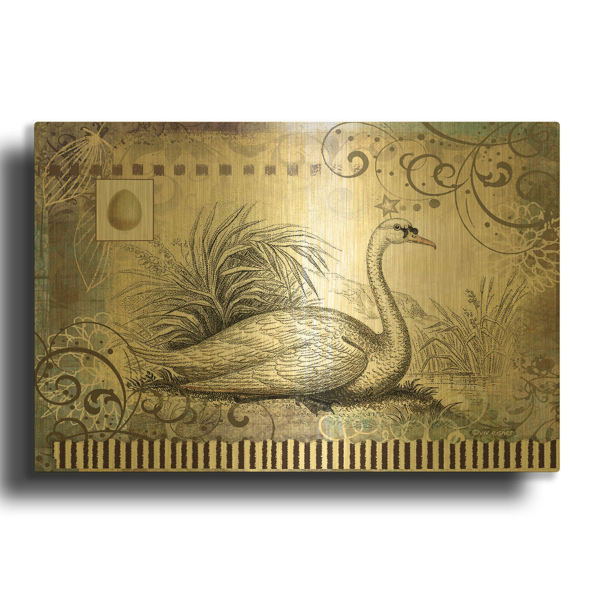 'Swan' By Viv Eisner Gold Metal Wall Art