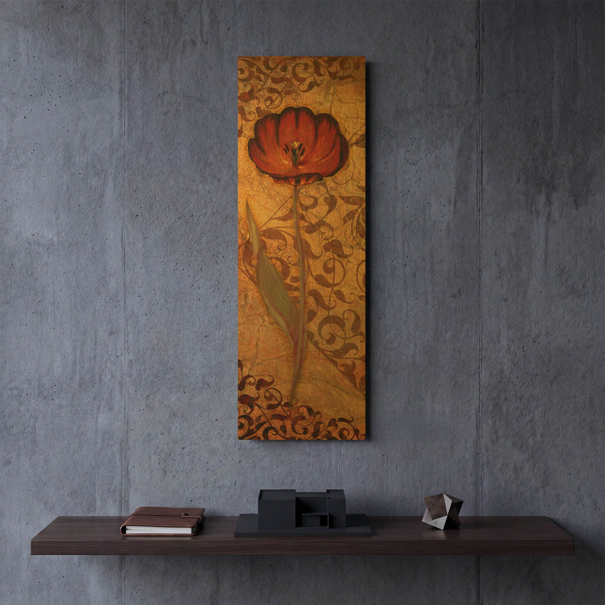 'Red Tulip One' By Viv Eisner Gold Metal Wall Art