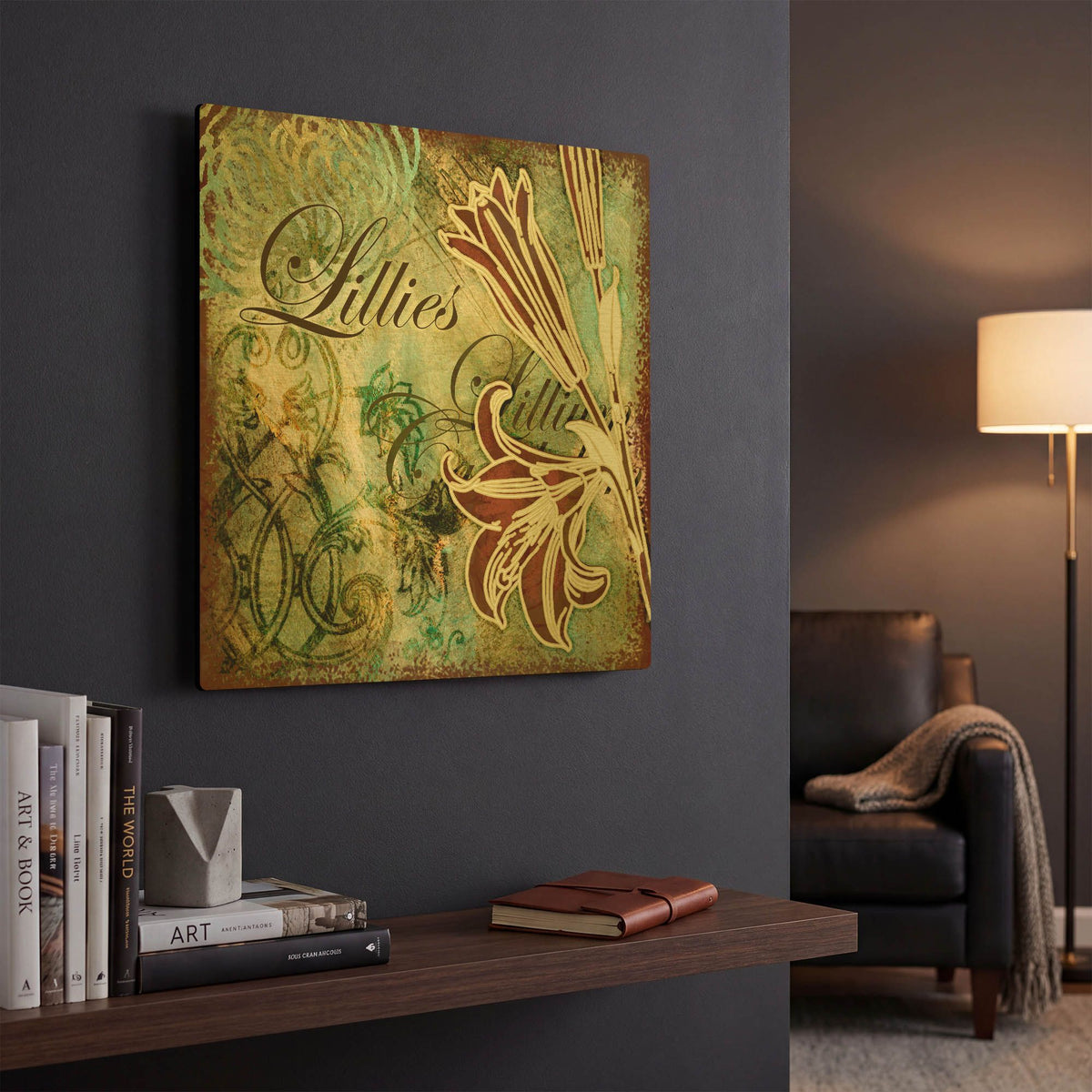 'Lilies 1' By Viv Eisner Gold Metal Wall Art