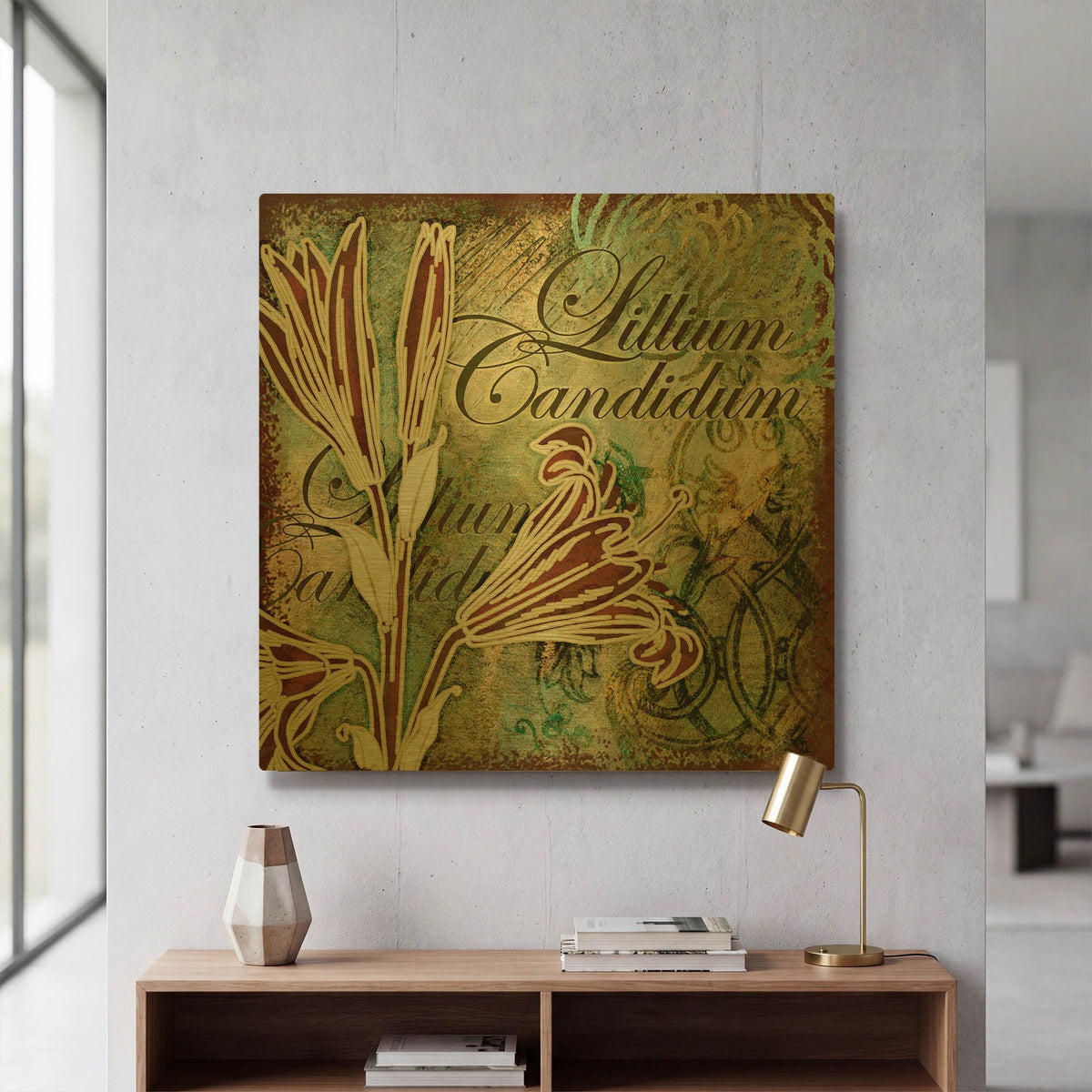 'Lilies 2' By Viv Eisner Gold Metal Wall Art