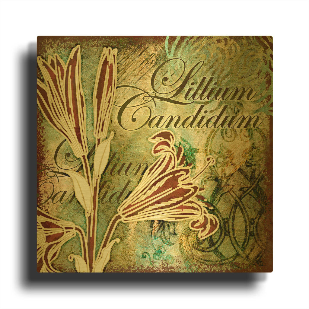 'Lilies 2' By Viv Eisner Gold Metal Wall Art
