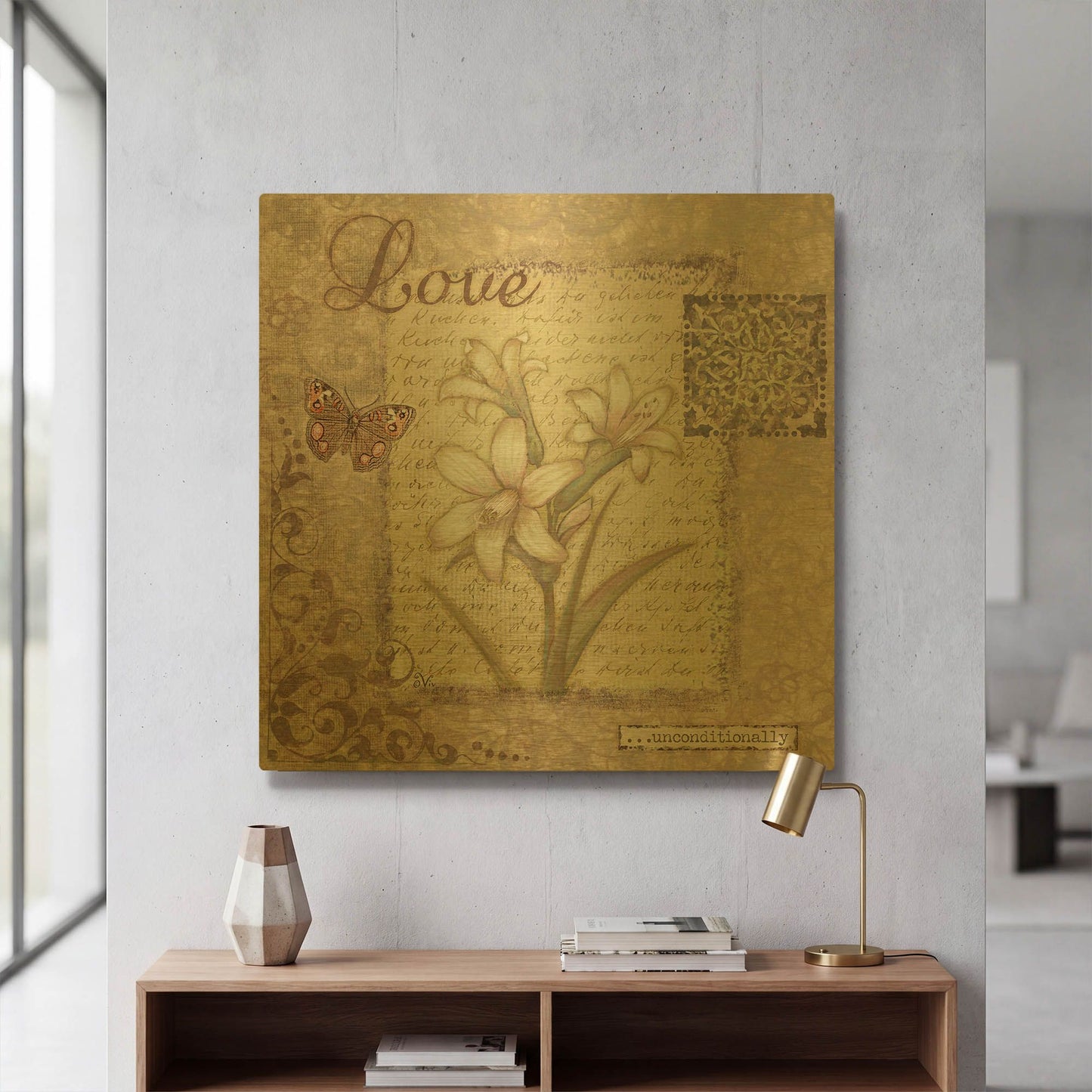 'Word 1 Love' By Viv Eisner Gold Metal Wall Art