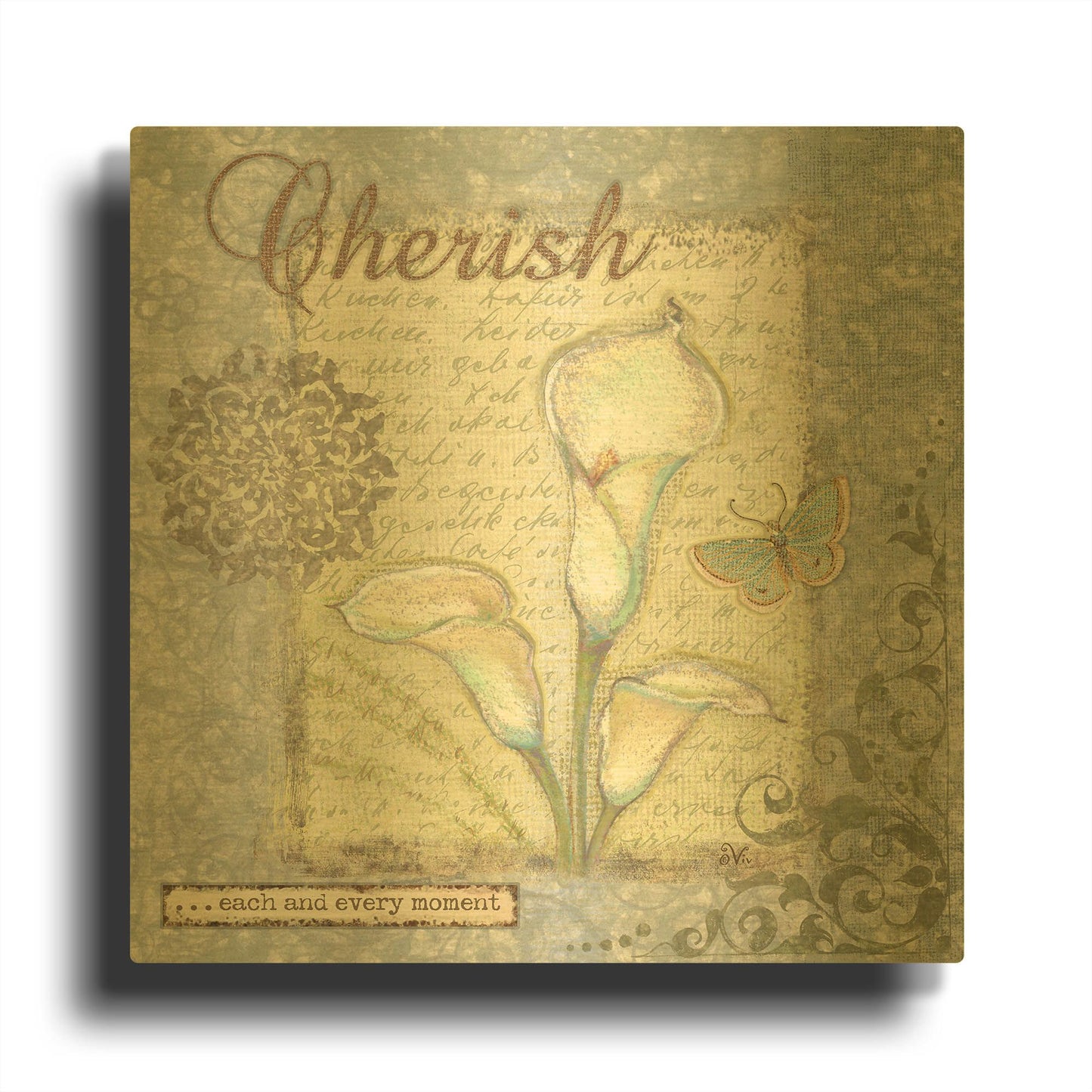'Word 2 Cherish' By Viv Eisner Gold Metal Wall Art