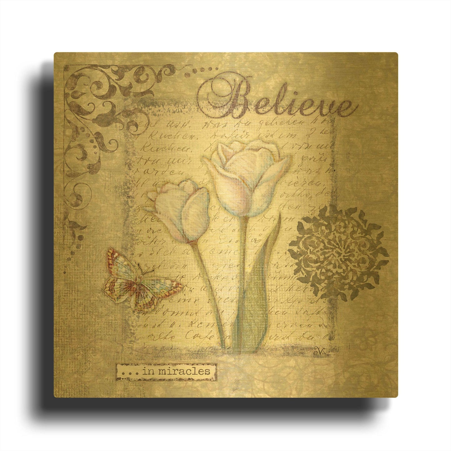 'Word 3 Believe' By Viv Eisner Gold Metal Wall Art