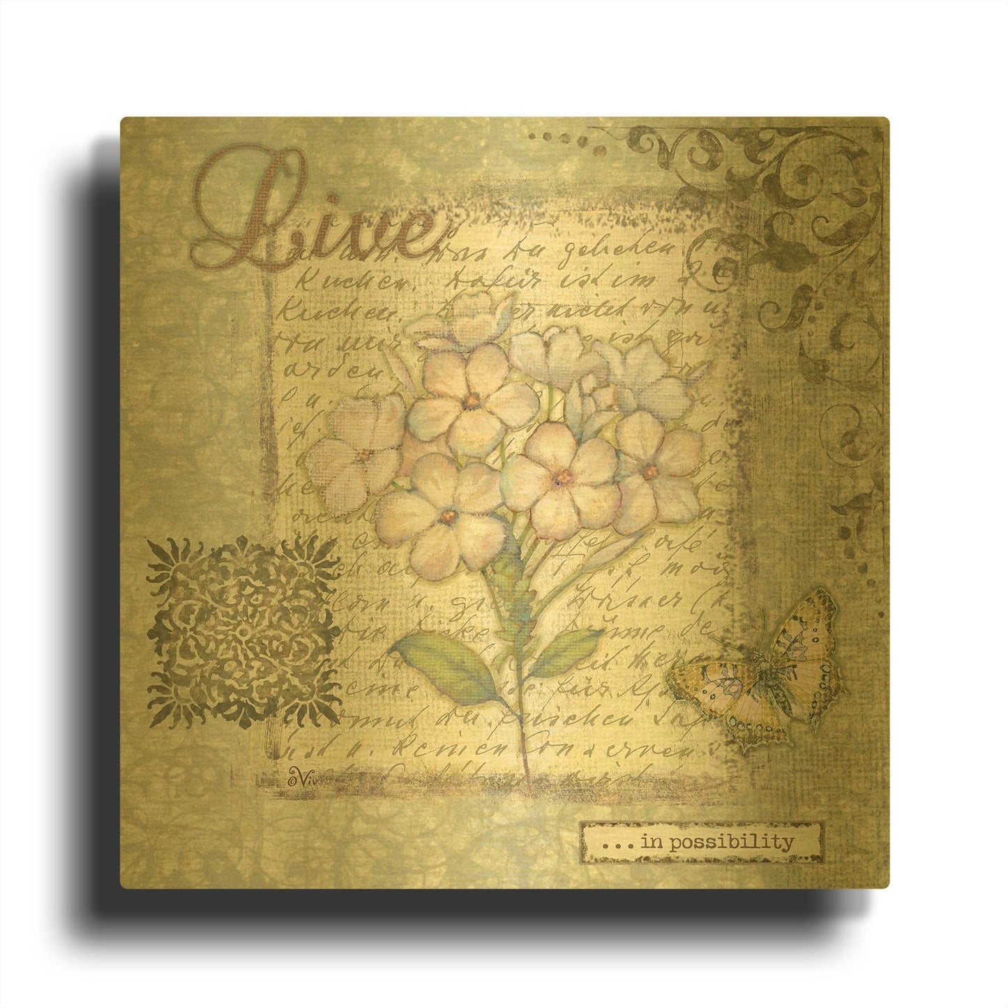 'Word 4 Live' By Viv Eisner Gold Metal Wall Art