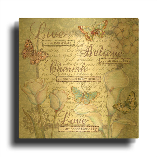 'Word 5 Sentiments' By Viv Eisner Gold Metal Wall Art
