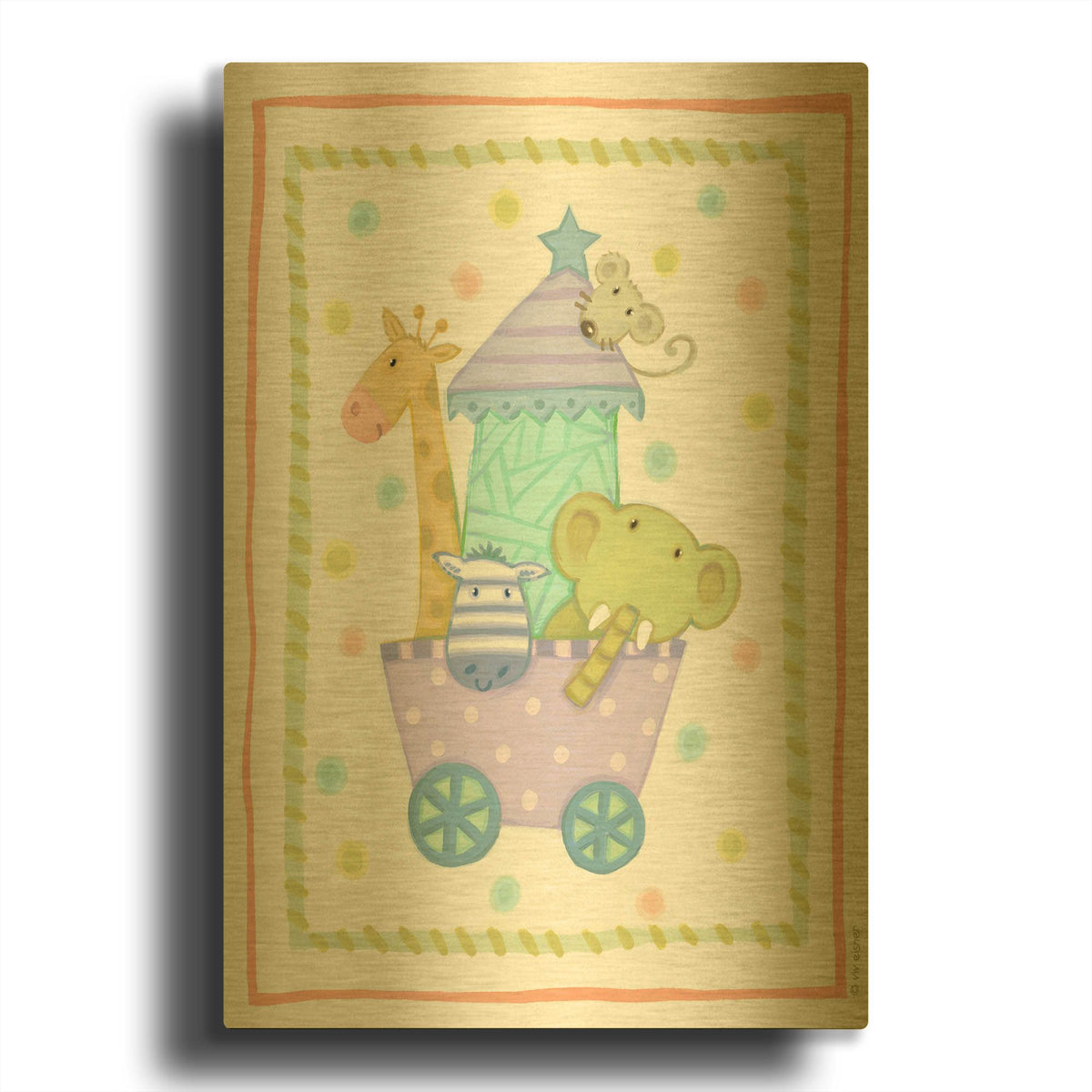 'Animal Cart' By Viv Eisner Gold Metal Wall Art