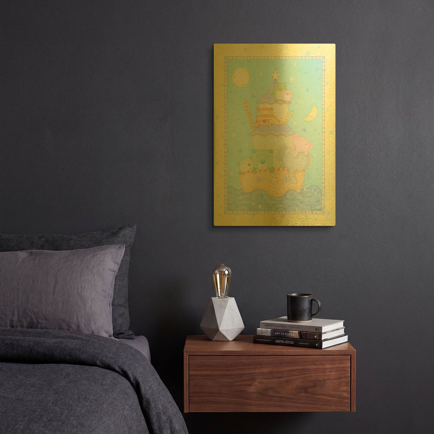 'Ark 2 Yellow' By Viv Eisner Gold Metal Wall Art