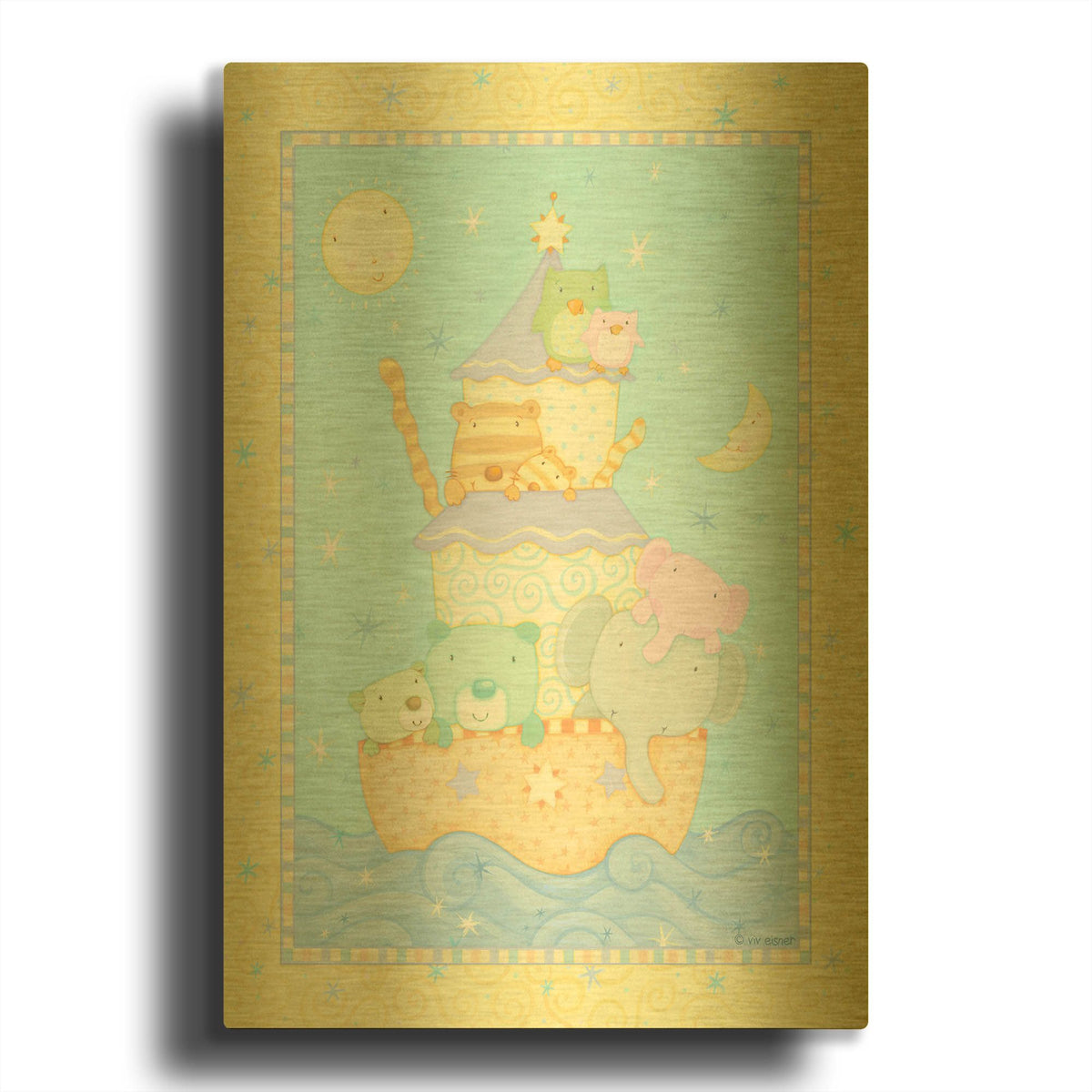 'Ark 2 Yellow' By Viv Eisner Gold Metal Wall Art