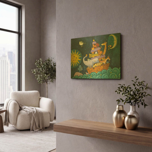 'Ark 3 Starry Ark' By Viv Eisner Gold Metal Wall Art