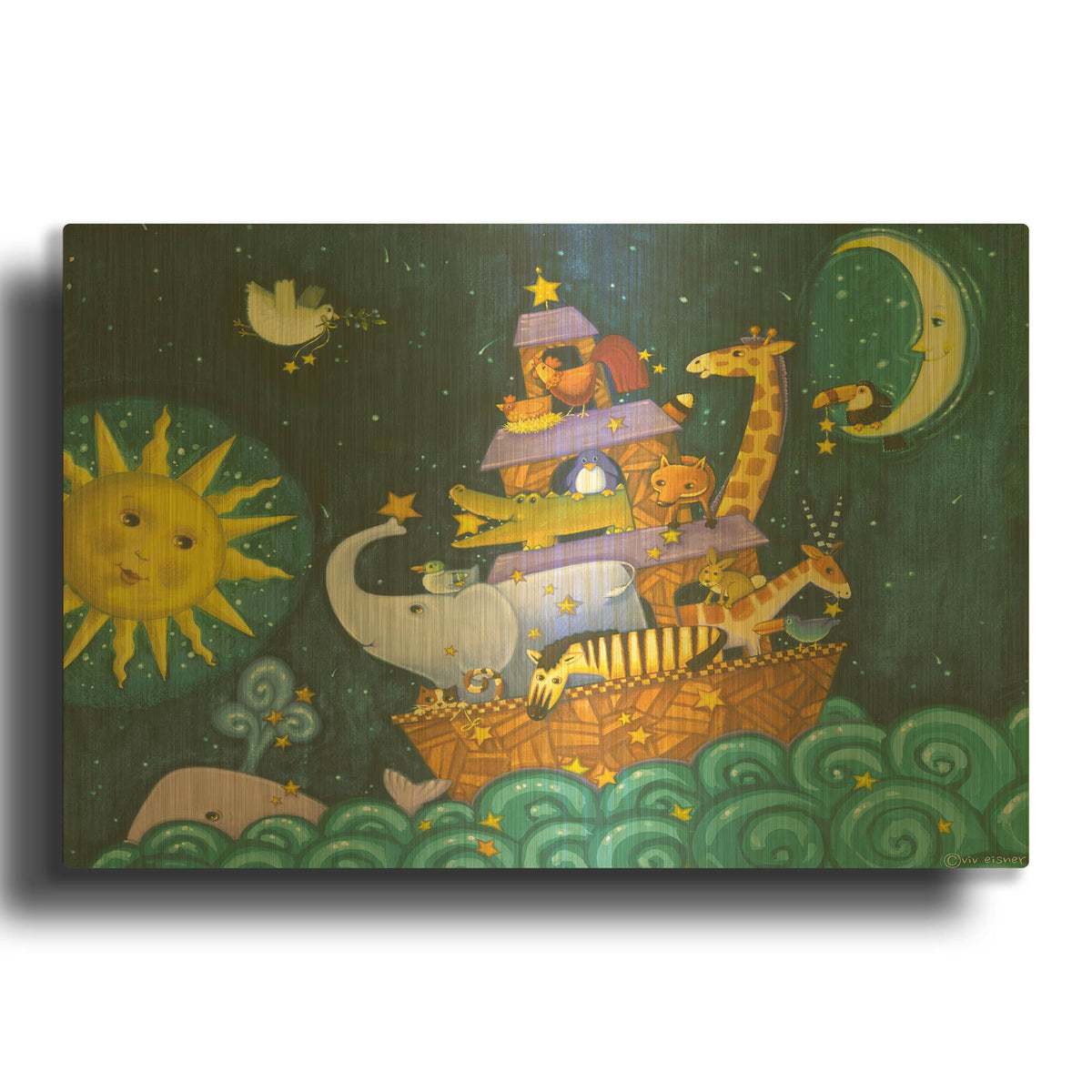 'Ark 3 Starry Ark' By Viv Eisner Gold Metal Wall Art