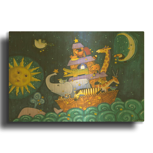 'Ark 3 Starry Ark' By Viv Eisner Gold Metal Wall Art