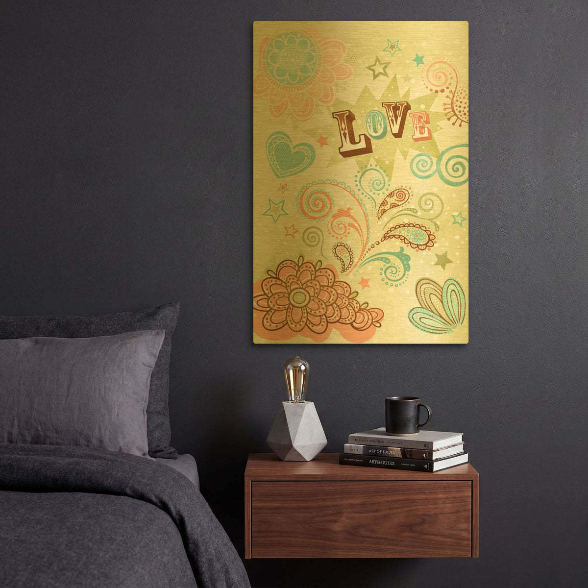'Love' By Viv Eisner Gold Metal Wall Art