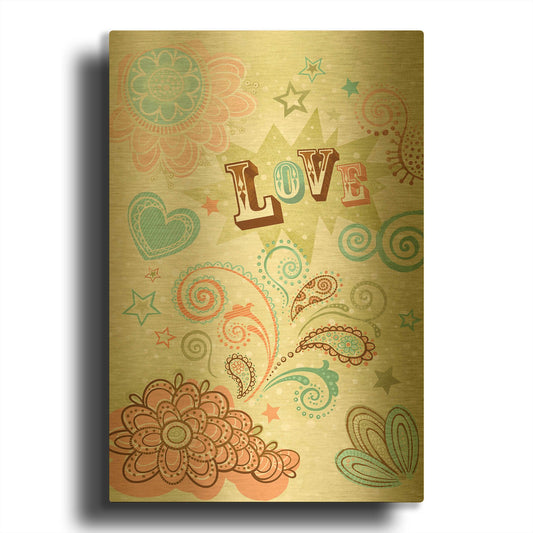 'Love' By Viv Eisner Gold Metal Wall Art
