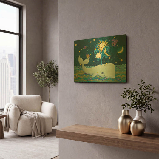 'Sunny Whale' By Viv Eisner Gold Metal Wall Art