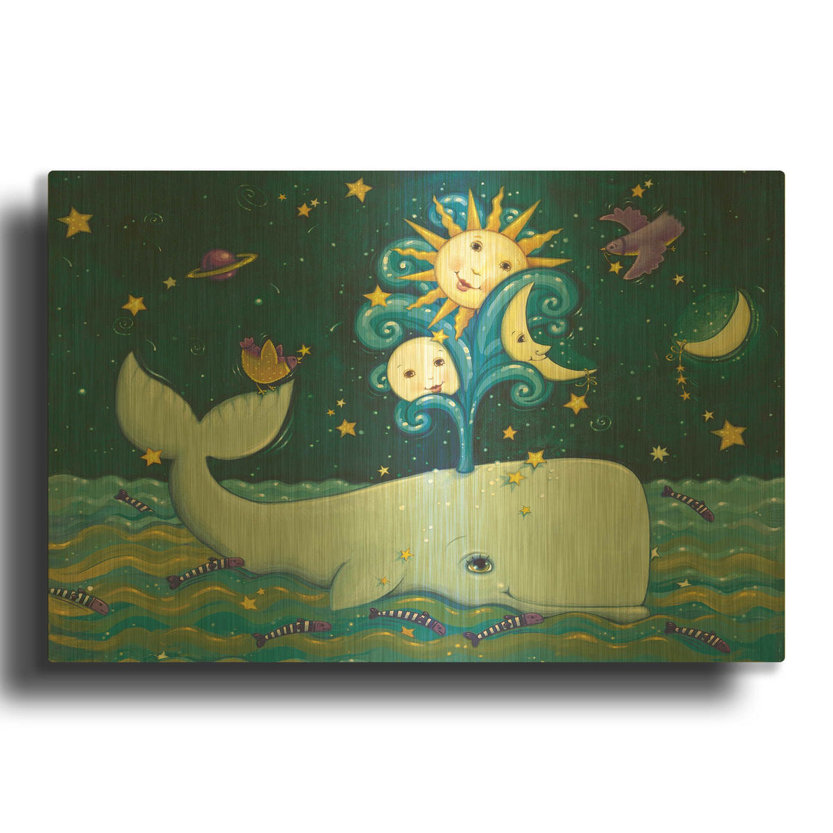 'Sunny Whale' By Viv Eisner Gold Metal Wall Art