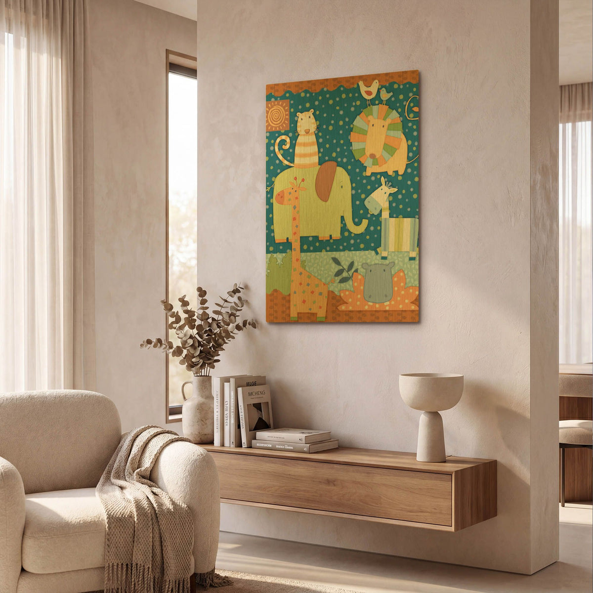 'Zoo Time 1' By Viv Eisner Gold Metal Wall Art