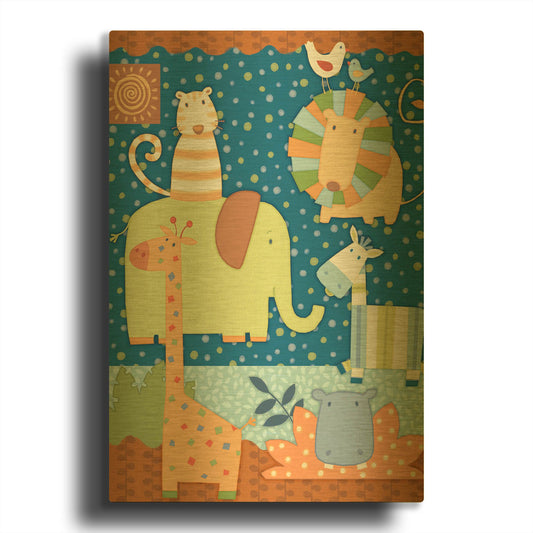 'Zoo Time 1' By Viv Eisner Gold Metal Wall Art