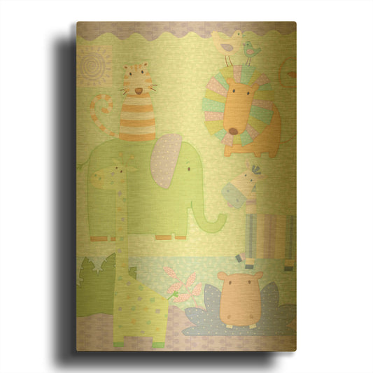 'Zoo Time 2' By Viv Eisner Gold Metal Wall Art