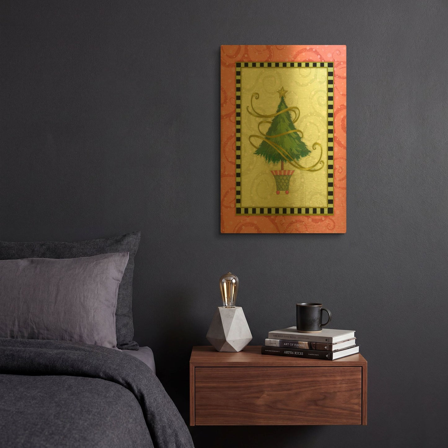 'Holiday Tree 2' By Viv Eisner Gold Metal Wall Art