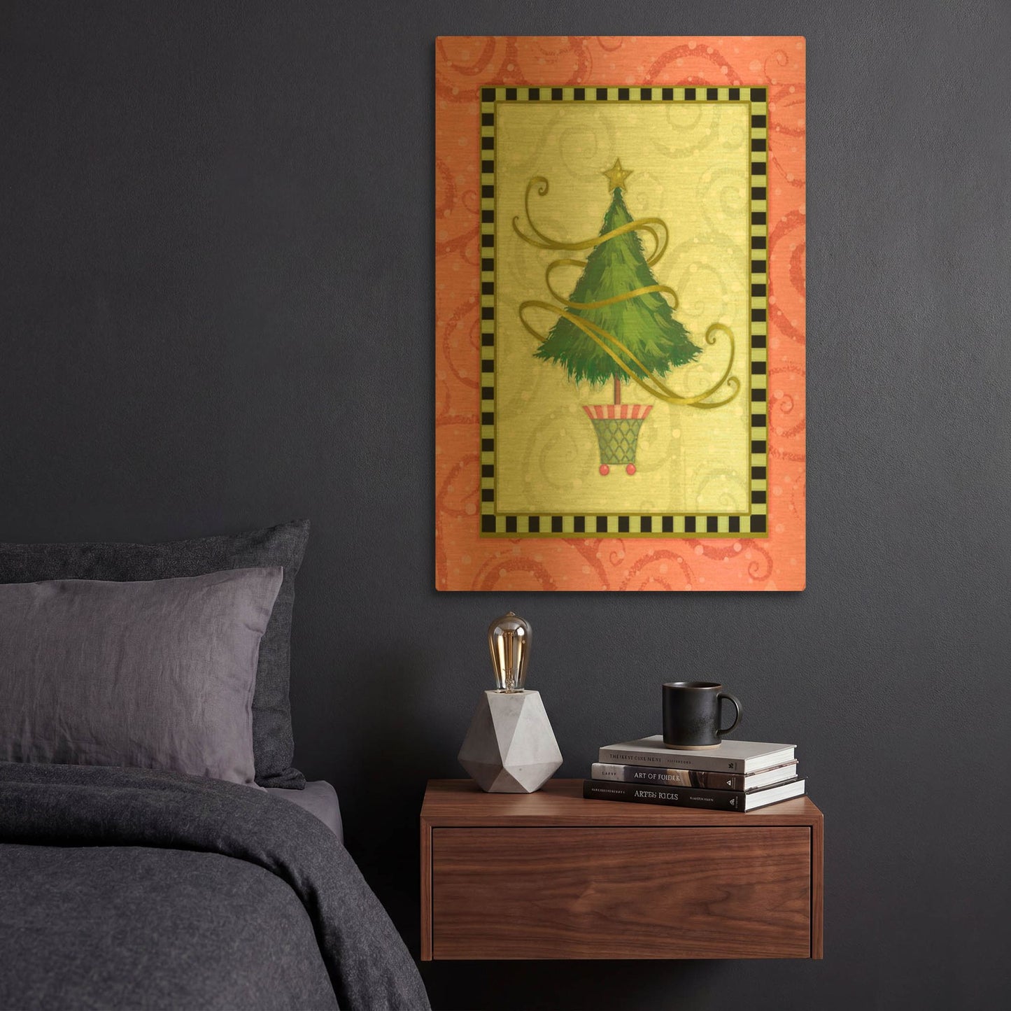 'Holiday Tree 2' By Viv Eisner Gold Metal Wall Art