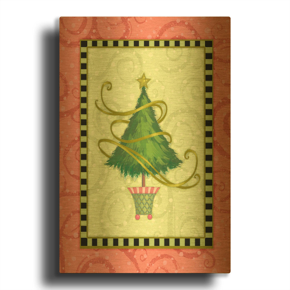 'Holiday Tree 2' By Viv Eisner Gold Metal Wall Art