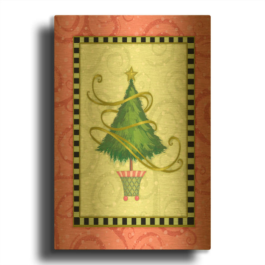 'Holiday Tree 2' By Viv Eisner Gold Metal Wall Art