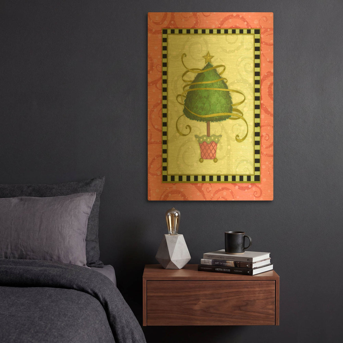 'Holiday Tree 3' By Viv Eisner Gold Metal Wall Art