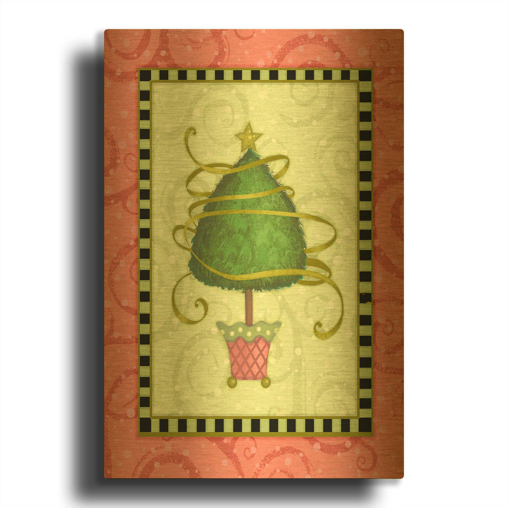 'Holiday Tree 3' By Viv Eisner Gold Metal Wall Art