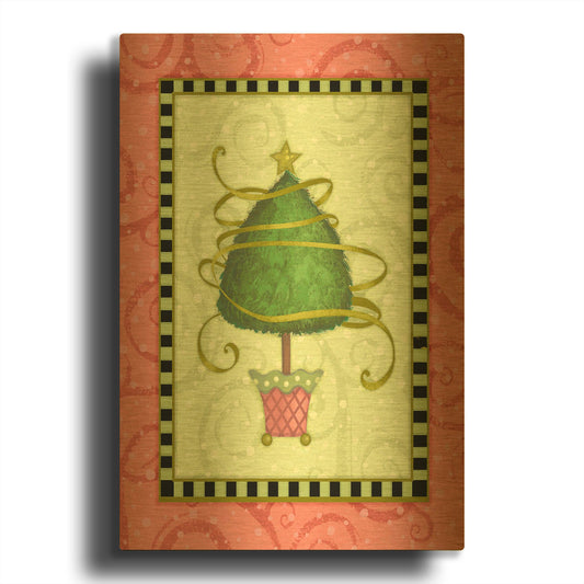 'Holiday Tree 3' By Viv Eisner Gold Metal Wall Art