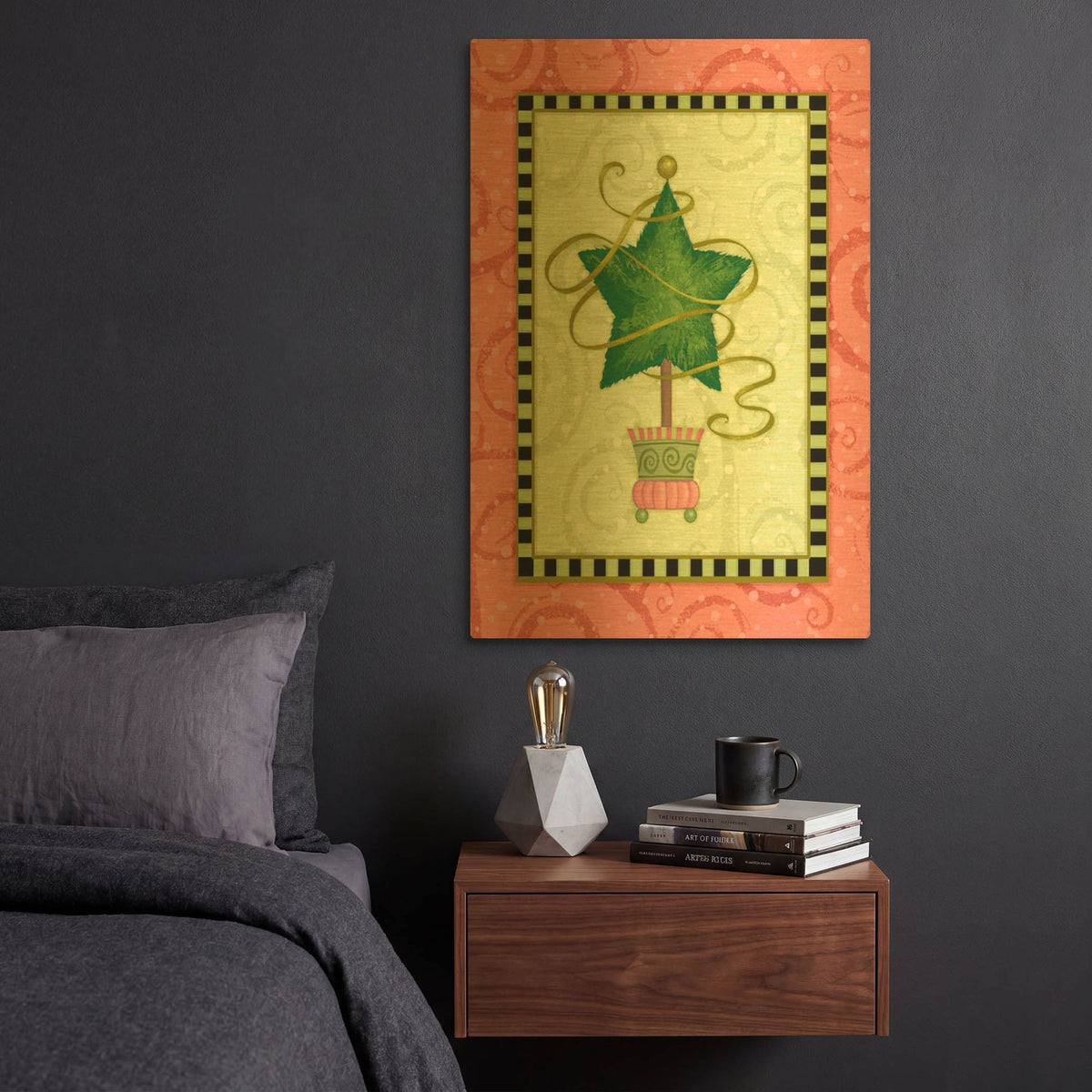 'Holiday Tree 4' By Viv Eisner Gold Metal Wall Art