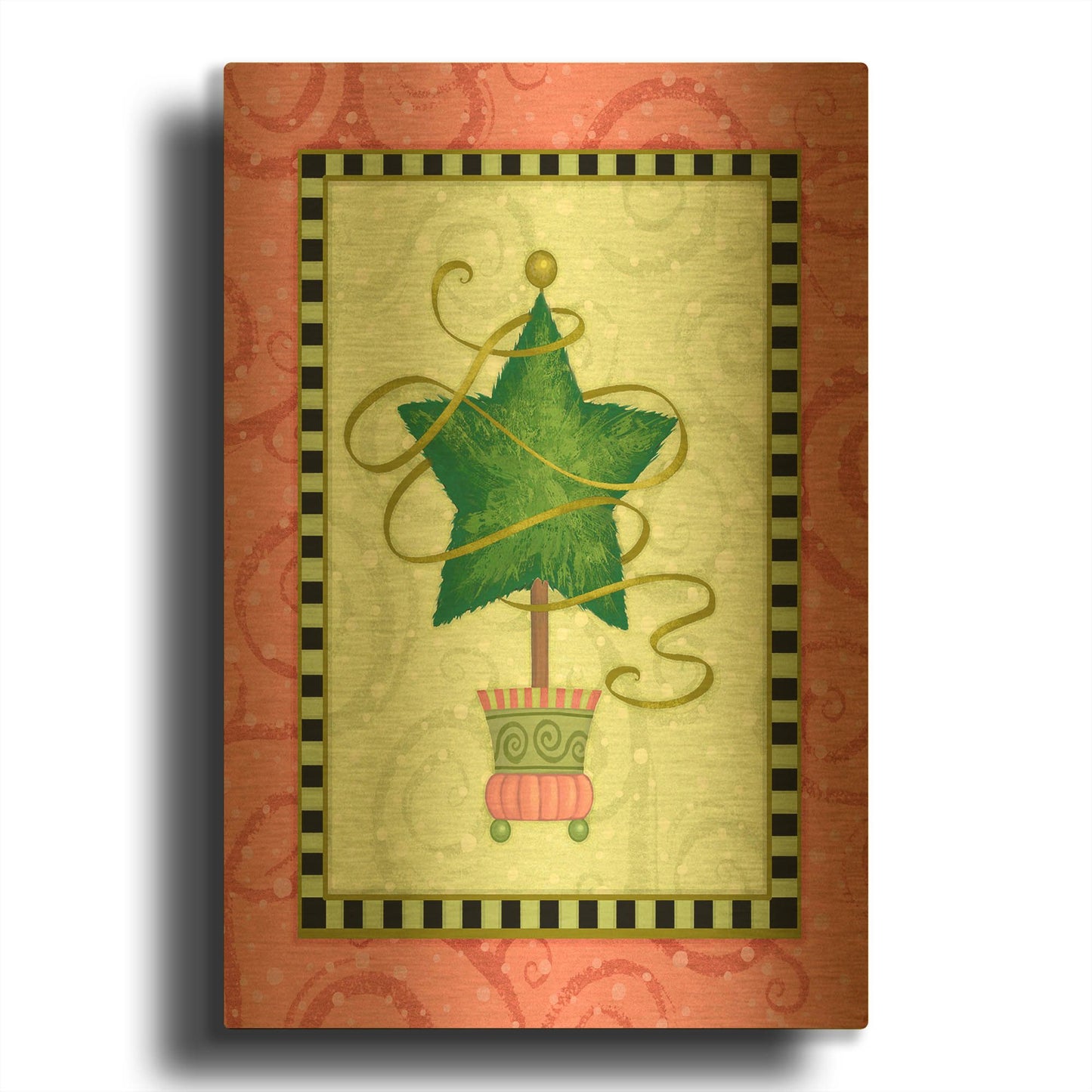 'Holiday Tree 4' By Viv Eisner Gold Metal Wall Art