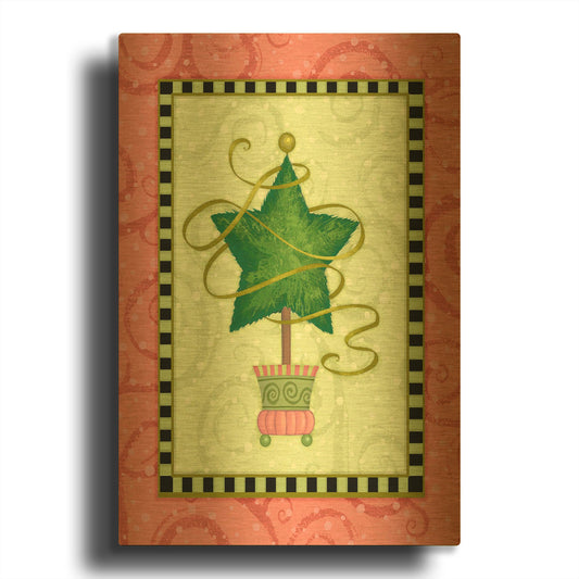 'Holiday Tree 4' By Viv Eisner Gold Metal Wall Art