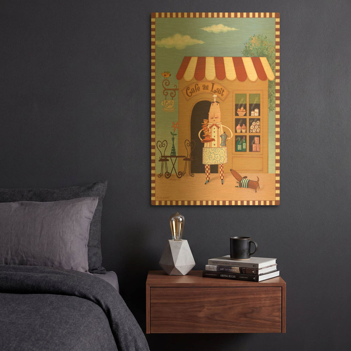 'Chef 6 Cafe Au Lait' By Viv Eisner Gold Metal Wall Art