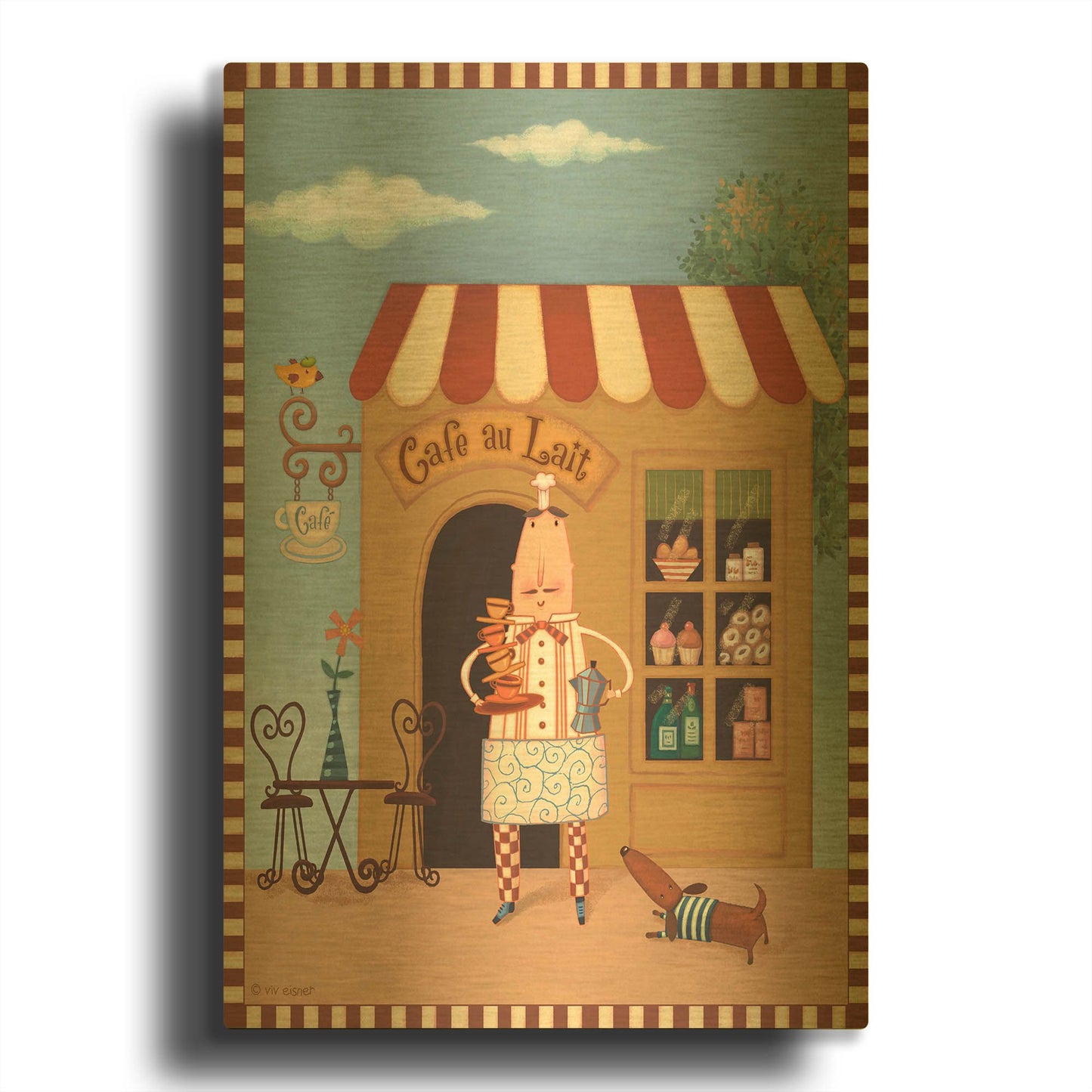 'Chef 6 Cafe Au Lait' By Viv Eisner Gold Metal Wall Art