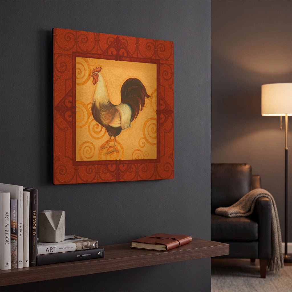'Rooster 2' By Viv Eisner Gold Metal Wall Art