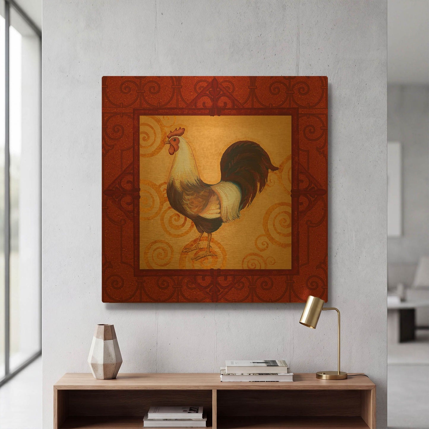 'Rooster 2' By Viv Eisner Gold Metal Wall Art