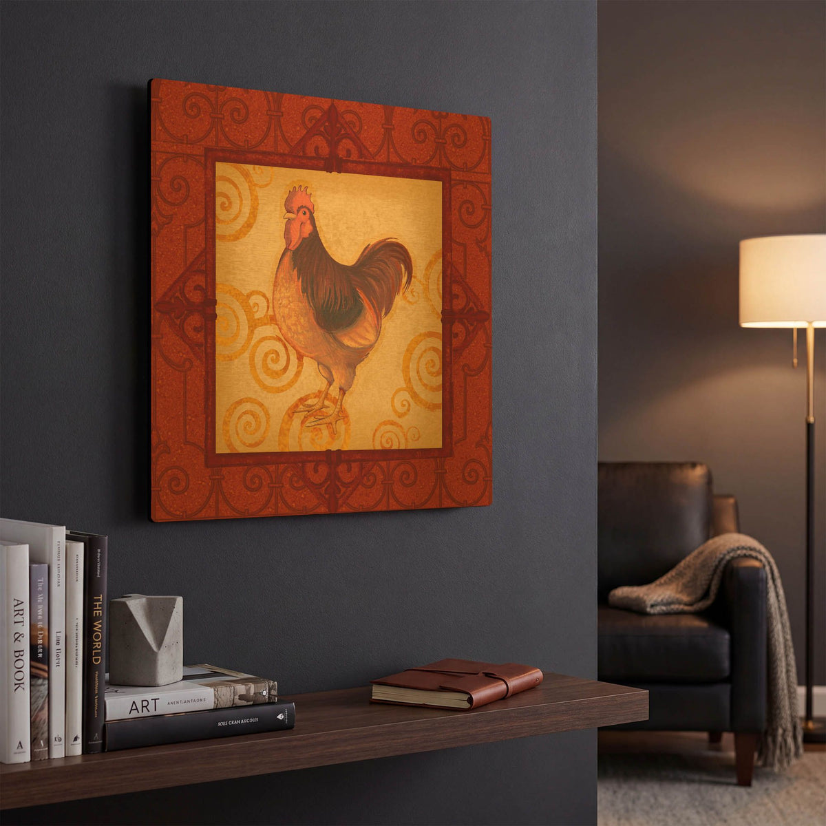 'Rooster 3' By Viv Eisner Gold Metal Wall Art