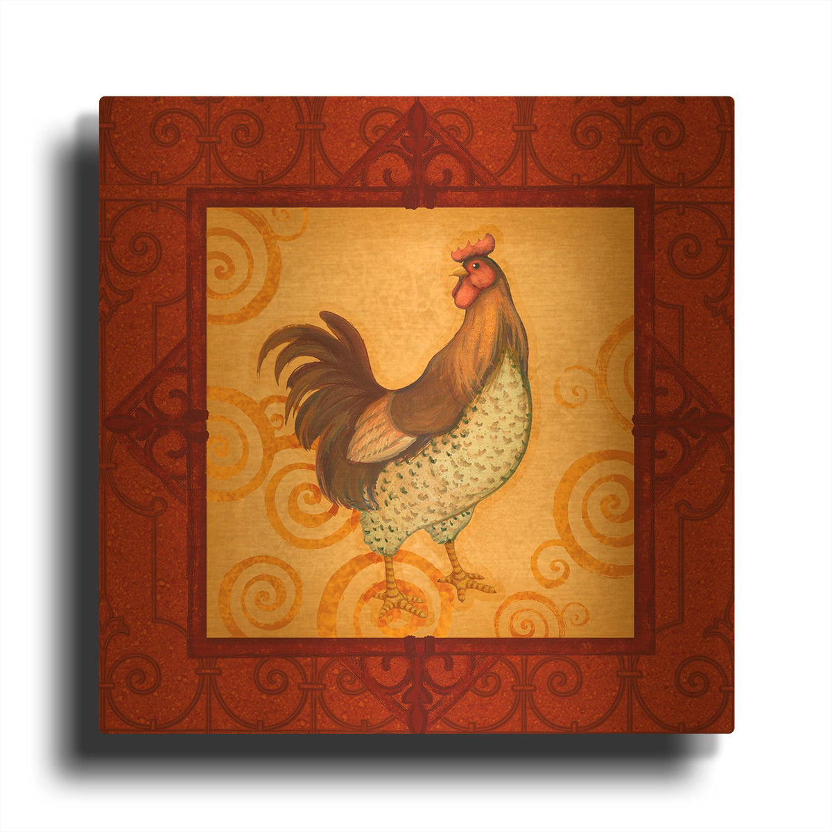 'Rooster 4' By Viv Eisner Gold Metal Wall Art