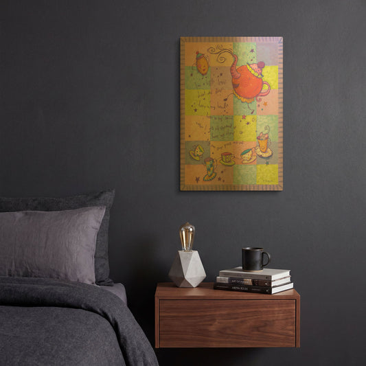 'Rhyme 1 Teapot' By Viv Eisner Gold Metal Wall Art